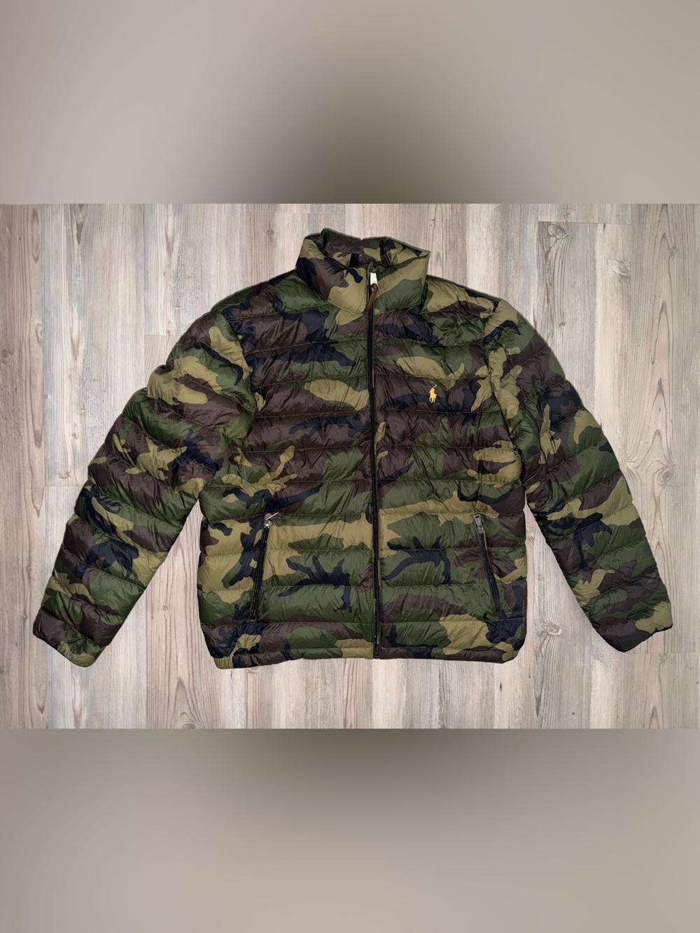 Polo Ralph Lauren Puffer Down Jacket Large  Camo Quilted Full Zip Packable L